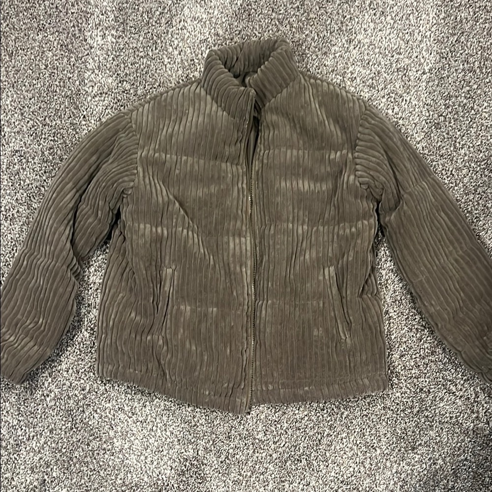 SHEIN Ribbed Corduroy Jacket - Olive